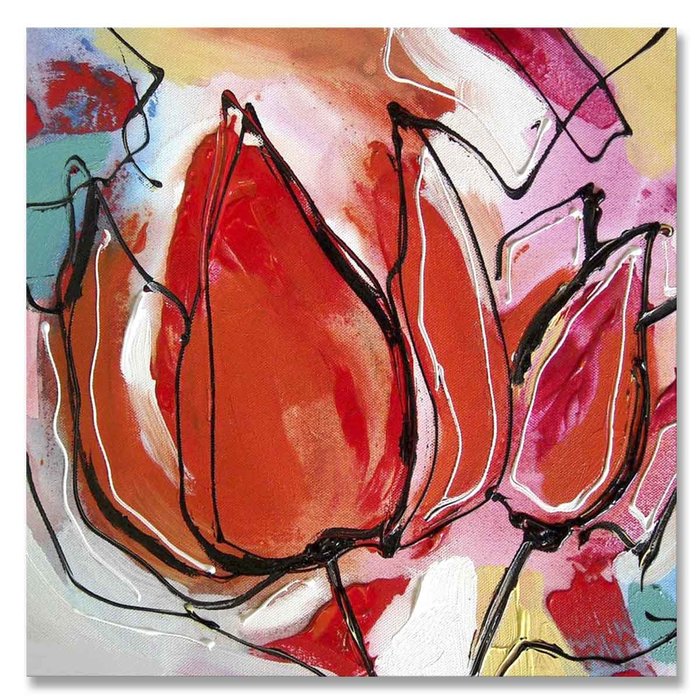 Kleurrijke tulpen IIII | Origineel schilderij