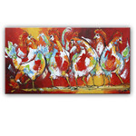 Kippen aan de zwier | Origineel schilderij