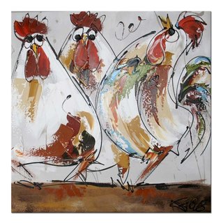 Schilderij | De haan zegt