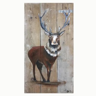 Schilderij op steigerhout | Hert II