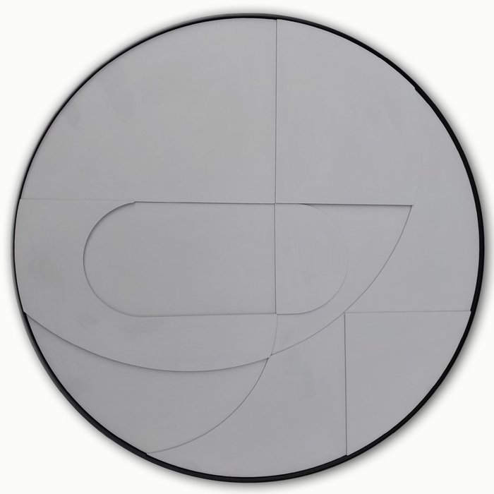 Denver 1 Grijs l | Rond 3D schilderij met stalen frame