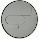 Denver 2 Grijsgroen l | Rond 3D schilderij met stalen frame