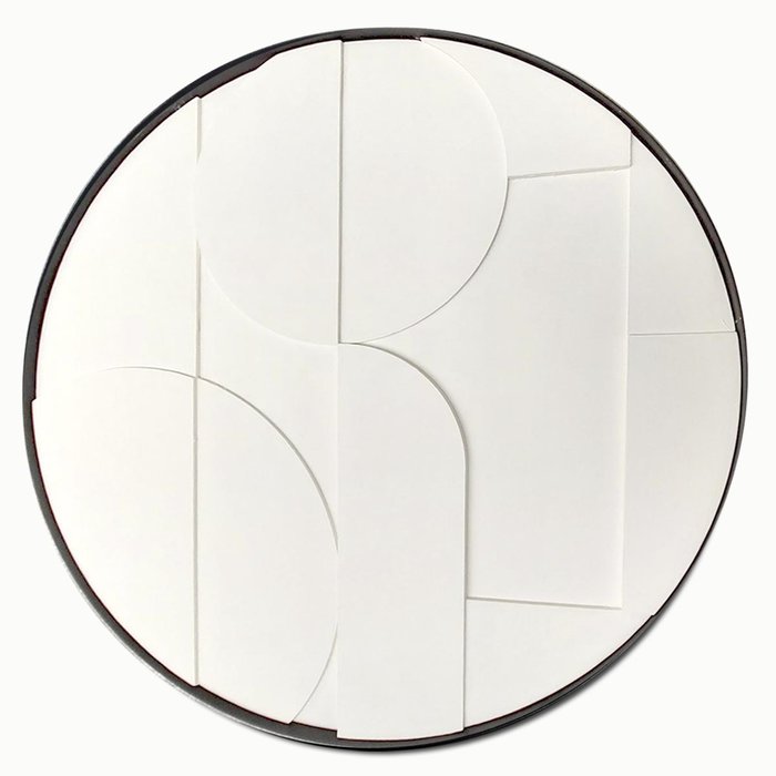 Denver Wit 6 | Rond 3D schilderij met stalen frame