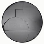 Denver Zwart 6 | Rond 3D schilderij met stalen frame