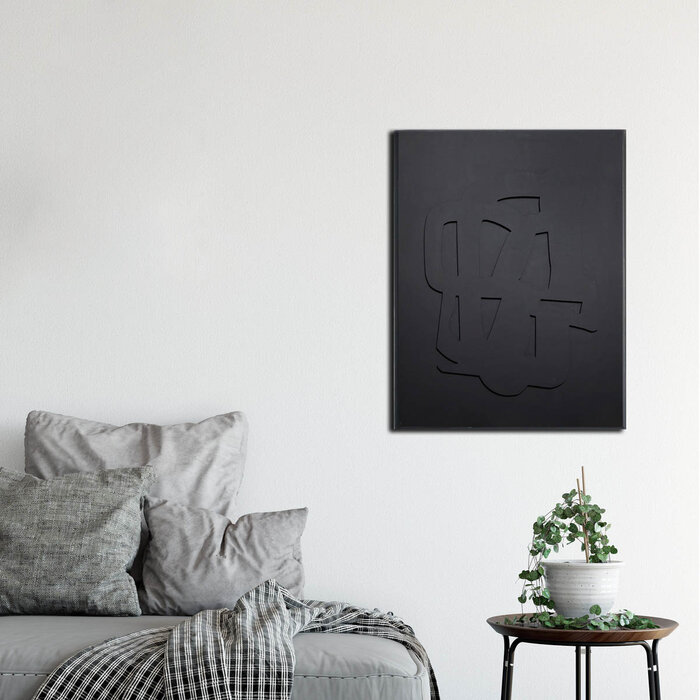 Tokyo Zwart | 3D schilderij met houten baklijst