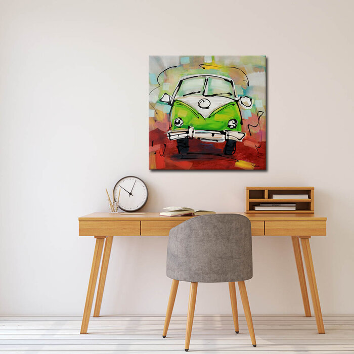 Volkswagenbusje in het groen | Origineel schilderij