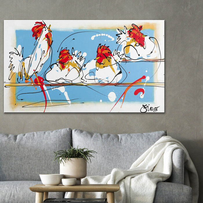 Kippen dutje | Origineel schilderij