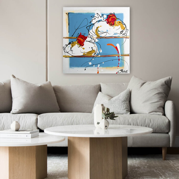 Rustende kippen | Origineel schilderij