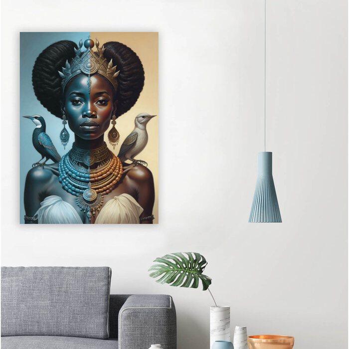 Queen Blue & Gold | AI Digitale Kunst