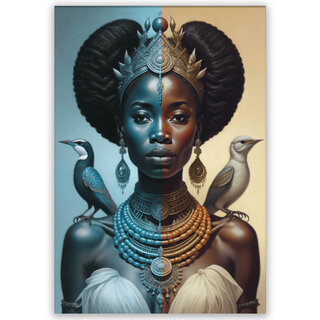 AI Digitale kunst | Queen Blue & Gold