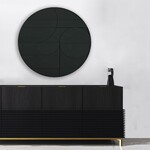 VIKEN Zwart l | Rond 3D schilderij met stalen frame