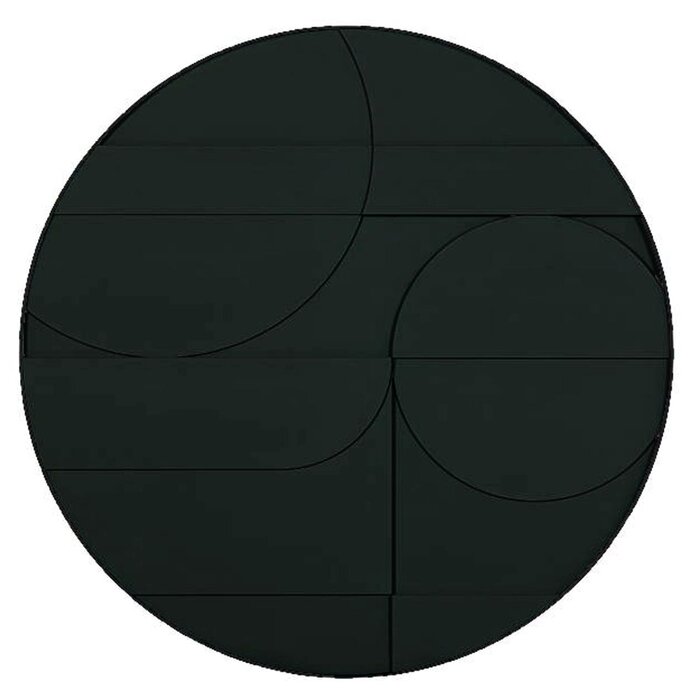 VIKEN Zwart l | Rond 3D schilderij met stalen frame