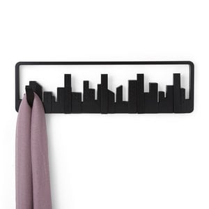 Garderobenleiste Design Skyline mit Klapphaken schwarz UMBRA