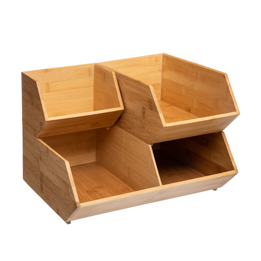 Aufbewahrungsbox mit Deckel, Organizer aus Kunststoff und Bambus, 38,5 x 29  x 22,5 cm - So wird Ihr Zuhause zur Wohlfühloase