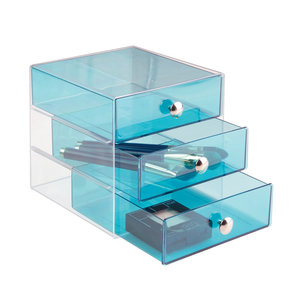 iDesign Schminkkasten transparent blau farbig iDesign - Drawers Schminkkasten transparent blau farbig iDesign - Drawers
