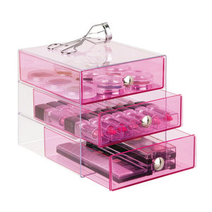 iDesign Schminkkasten transparent rosa farbig iDesign - Drawers Schminkkasten transparent rosa farbig iDesign - Drawers
