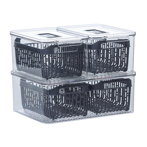 Five® Stapelbare Kühlschrank-Aufbewahrungsboxen mit Tropfeinsatz Five®