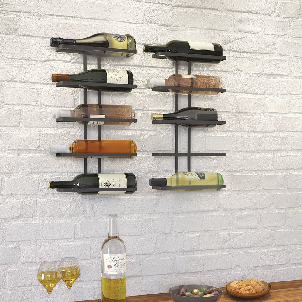 Hopbucan Flaschenhalter für die Wand aus Metall mit 3 Stück –  Weinflaschenhalter – Wanddekoration – und Verankerungen im Lieferumfang  enthalten