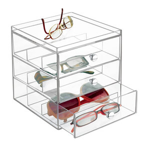 Schubladenbox transparent mit 3 Schubladen mit SortierfächeriDesign - Drawers