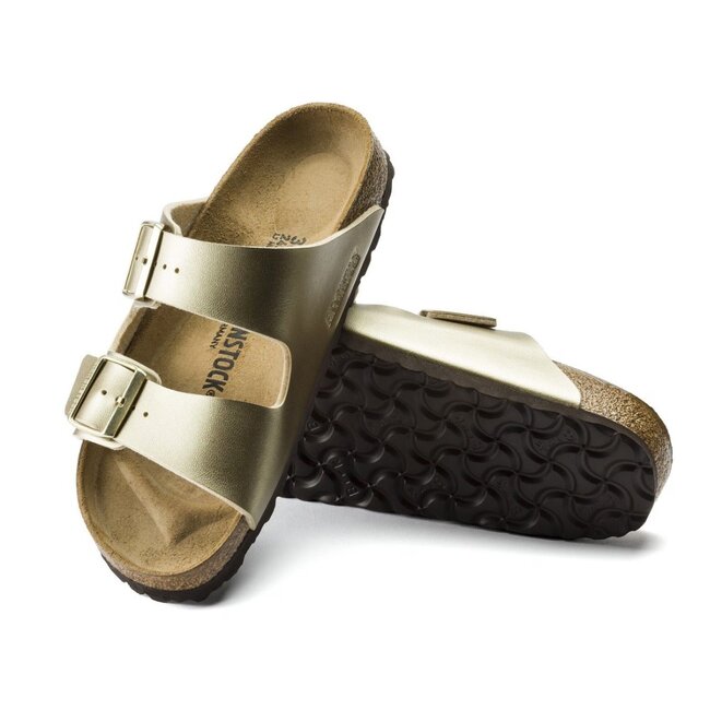 Birkenstock Arizona Birko-Flor Goud Smal Voetbed Dames Slipper