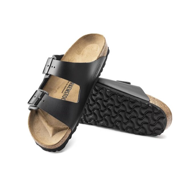 Birkenstock Arizona Natuurleer Zwart Smal Voetbed Dames Slipper