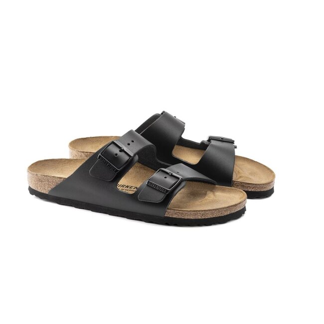 Birkenstock Arizona Natuurleer Zwart Smal Voetbed Dames Slipper