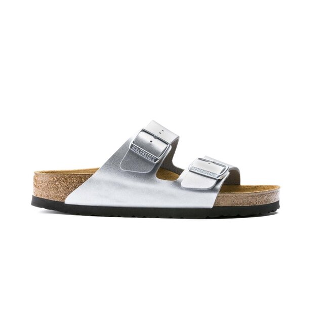 Birkenstock Arizona Birko-Flor Zilver Smal Voetbed Dames Slipper