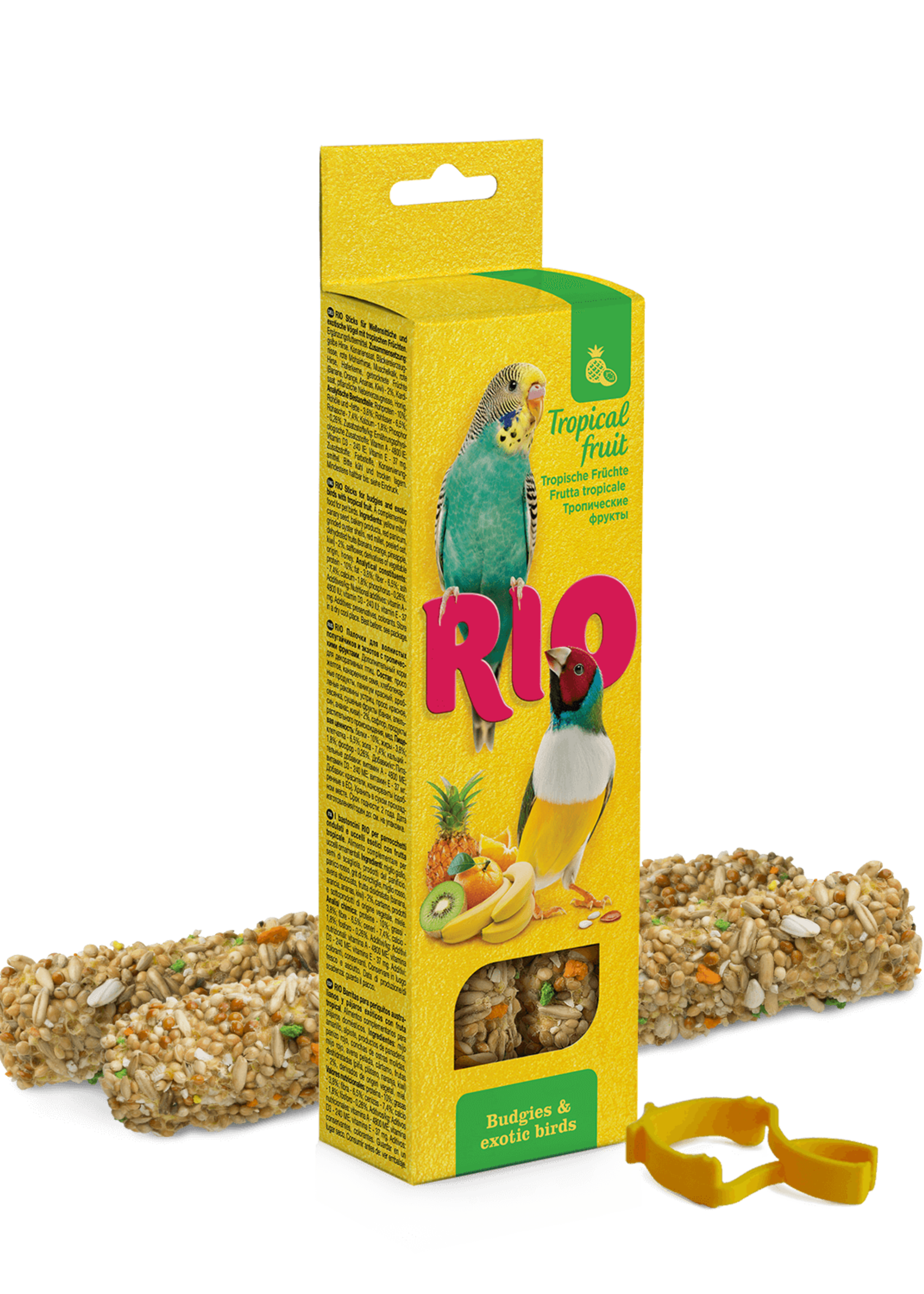 RIO Sticks voor parkieten en exotische vogels met tropisch fruit, 2x40 gr