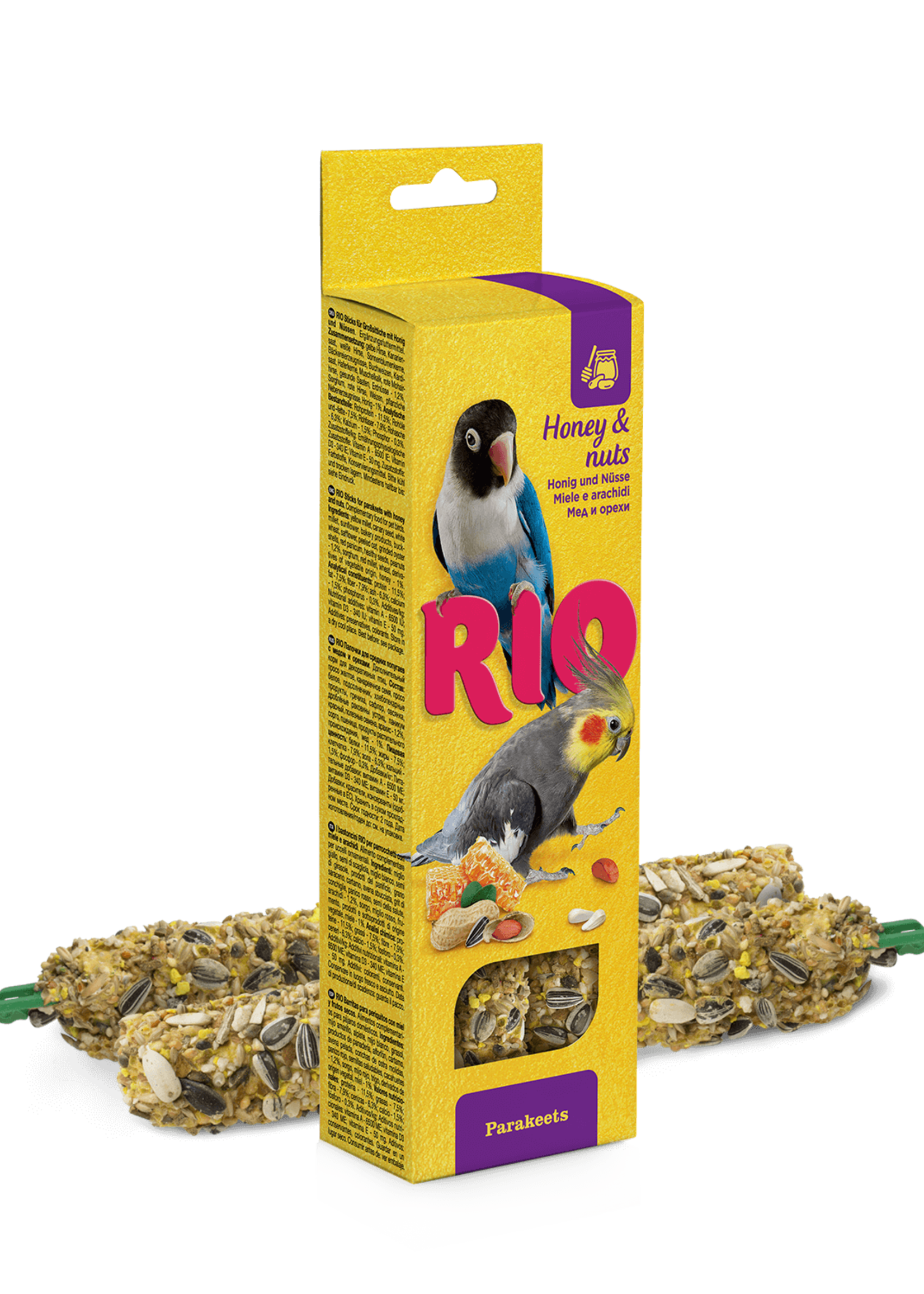 RIO Sticks voor parkieten met honing en noten, 2x75 gr