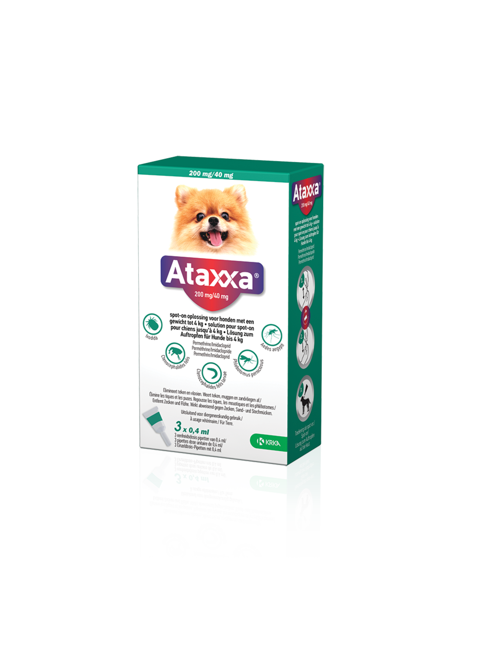KRKA Ataxxa Spot on Hond S, 3 pipet 200 mg/40 mg