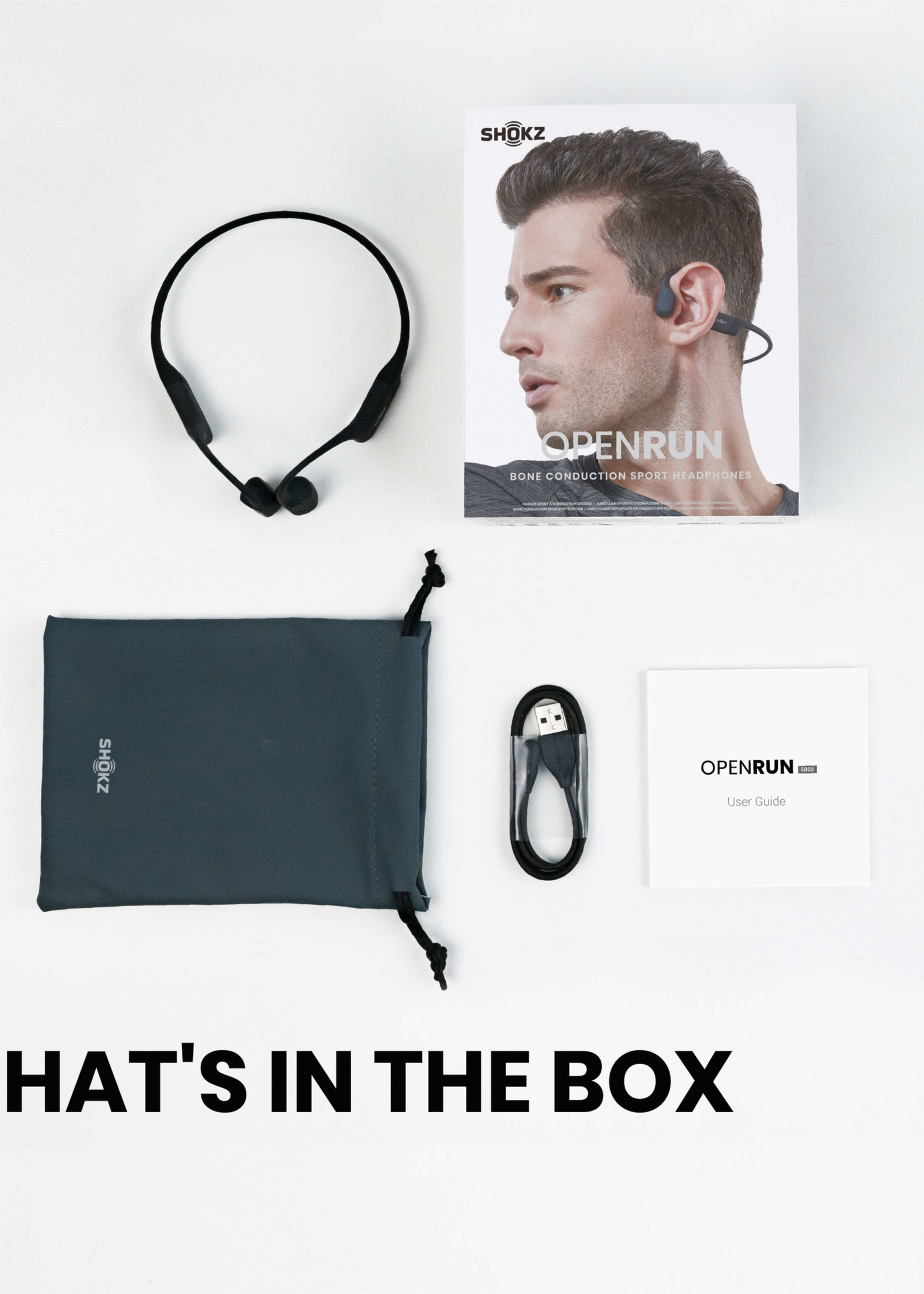 Shokz OpenRun Bone conduction hoofdtelefoon - Black