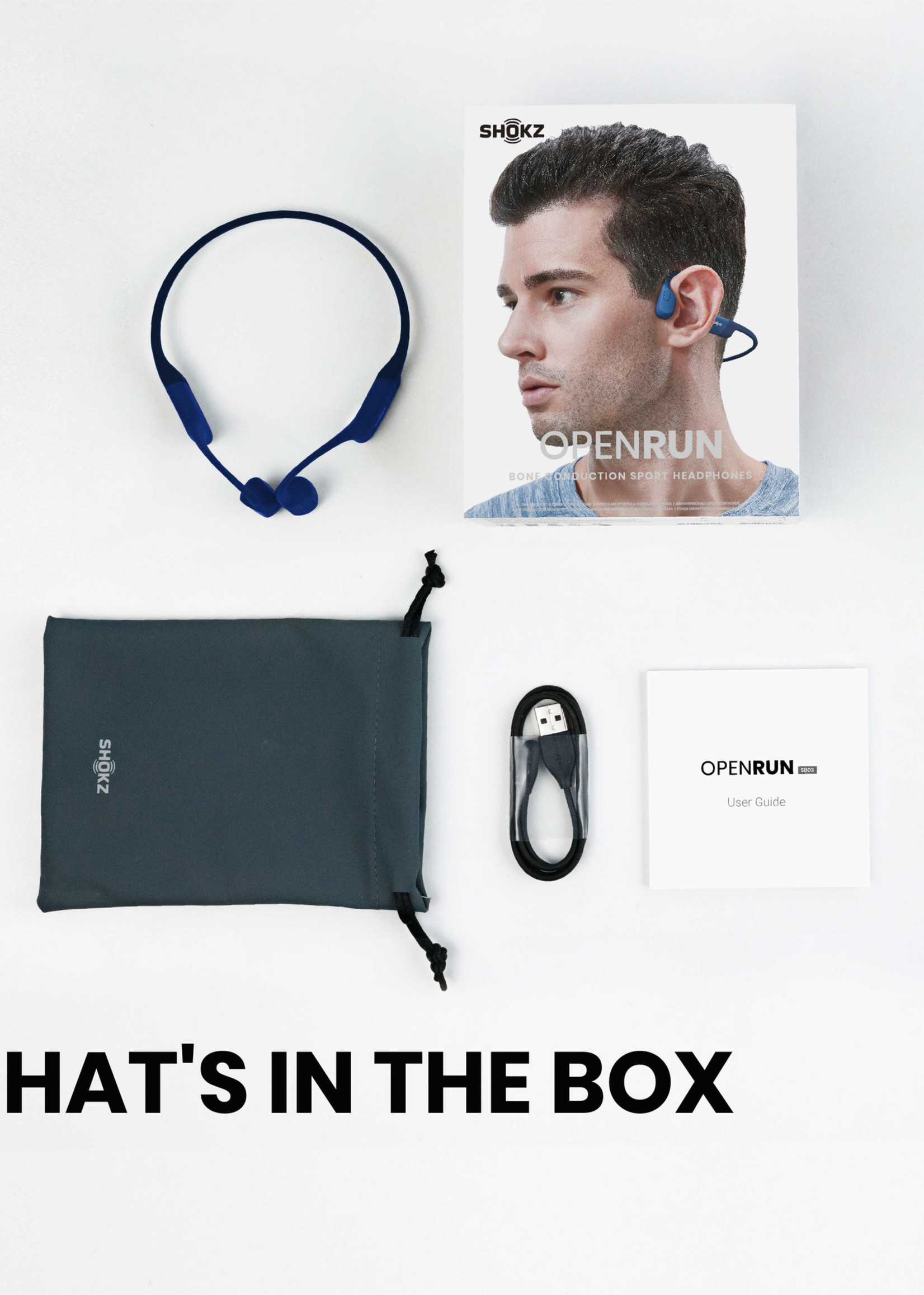 Shokz OpenRun Bone conduction hoofdtelefoon - Blue