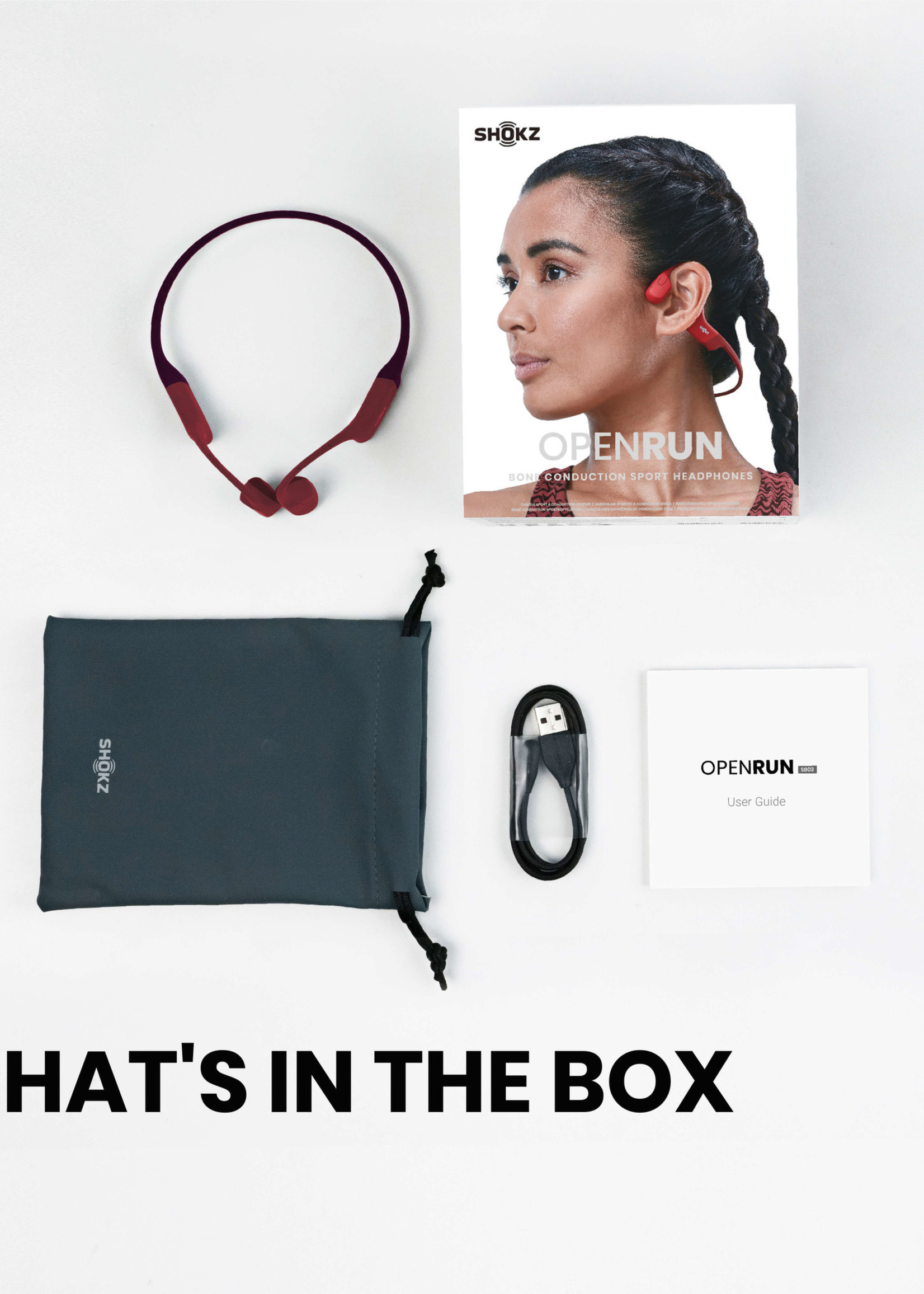 Shokz OpenRun Bone conduction hoofdtelefoon - Red