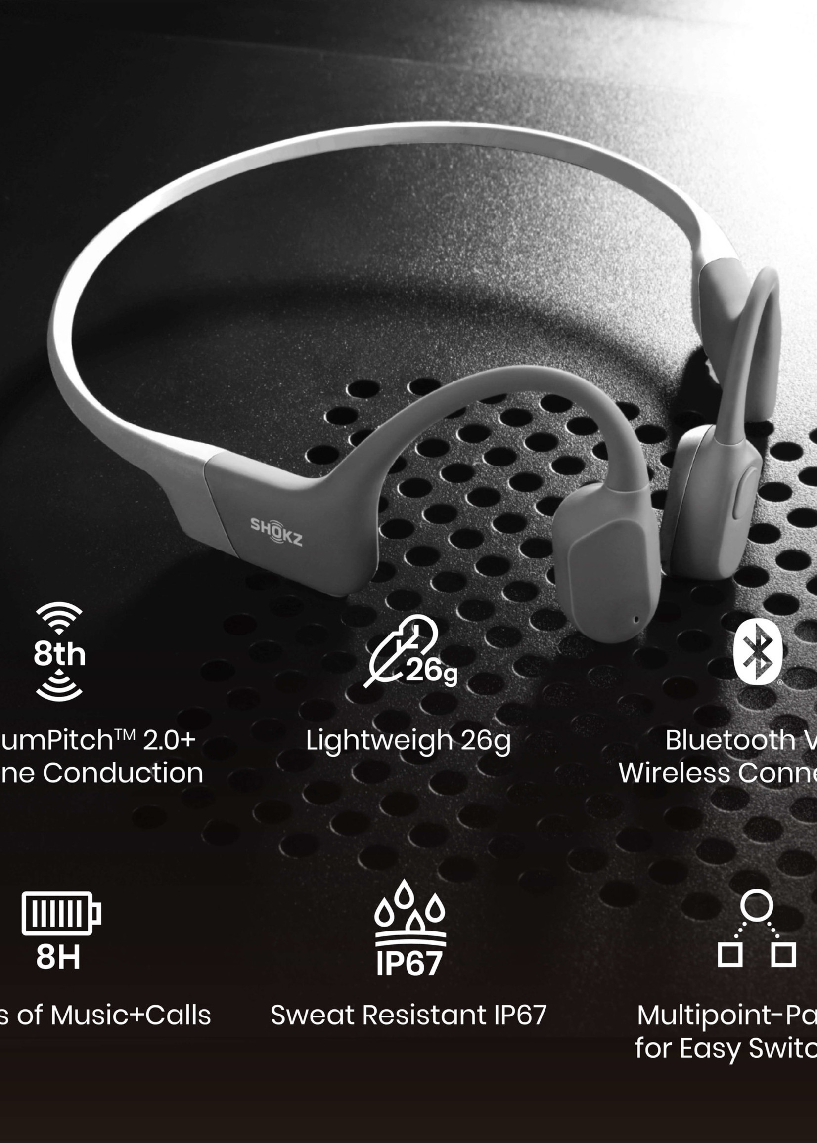 Shokz OpenRun Bone conduction hoofdtelefoon - Grey
