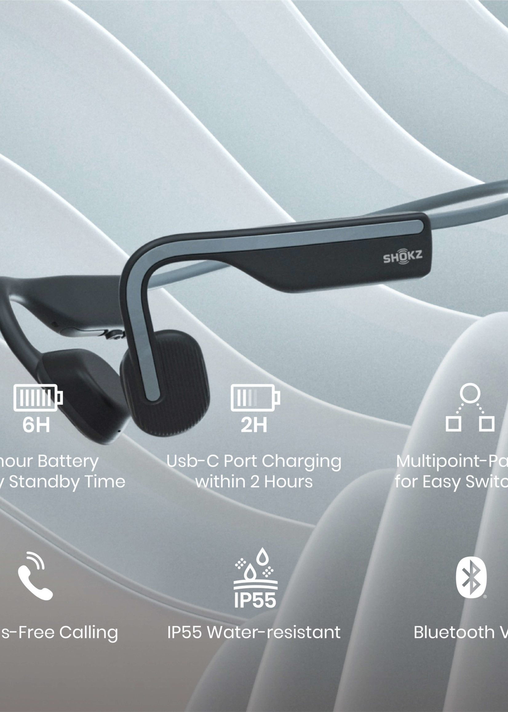 Shokz OpenMove Bone conduction hoofdtelefoon - Grey