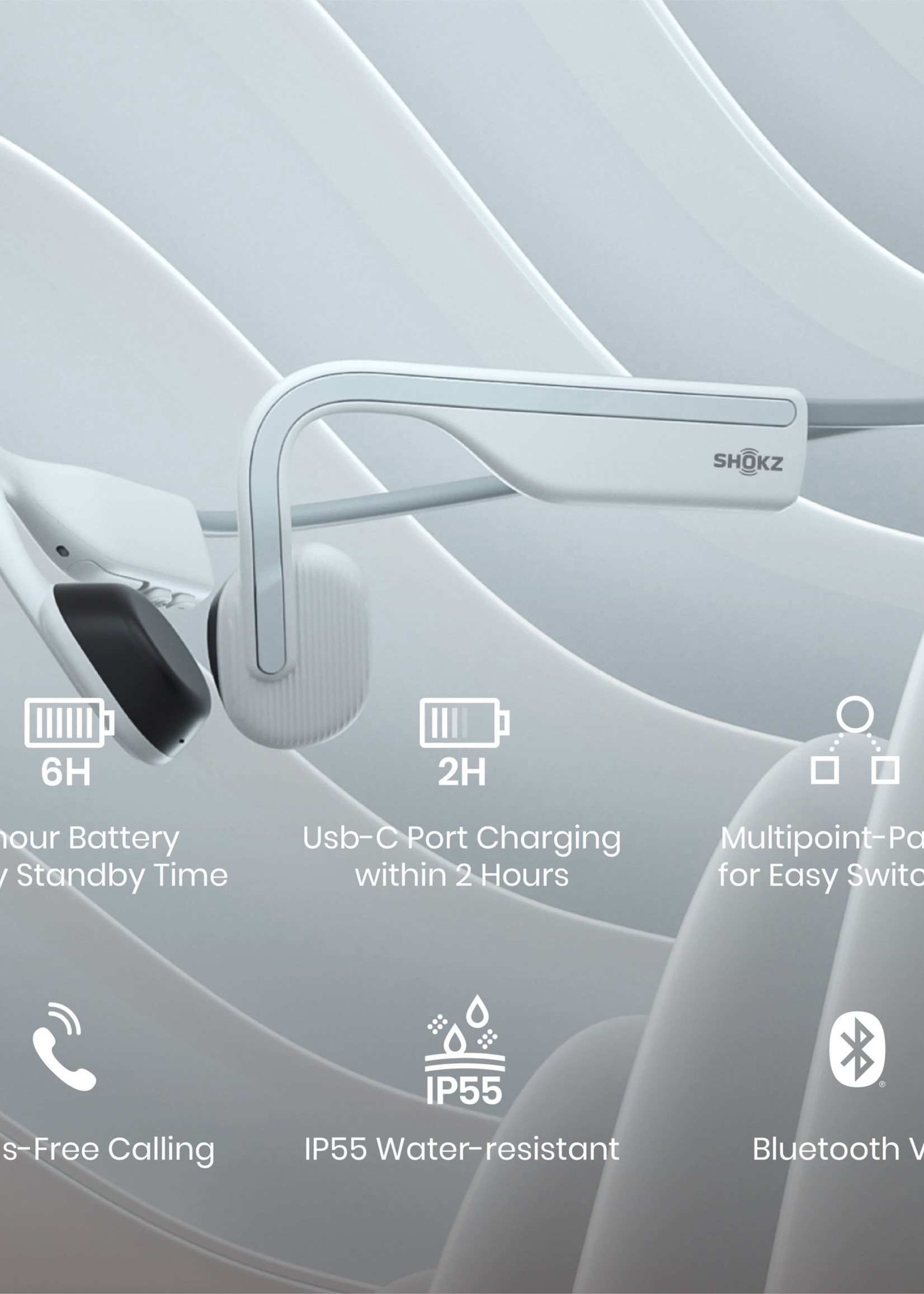 Shokz OpenMove Bone conduction hoofdtelefoon - White