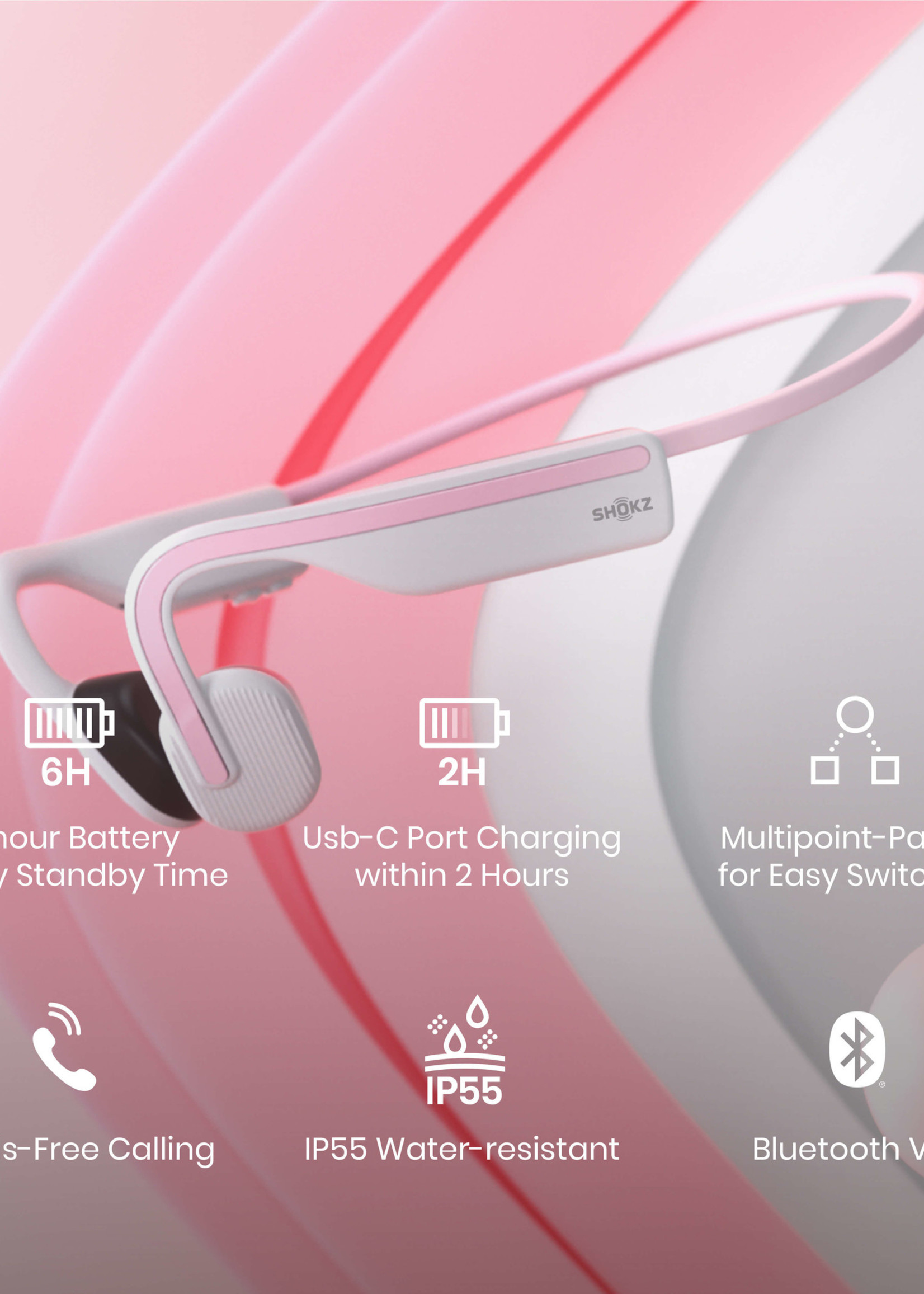 Shokz OpenMove Bone conduction hoofdtelefoon - Pink