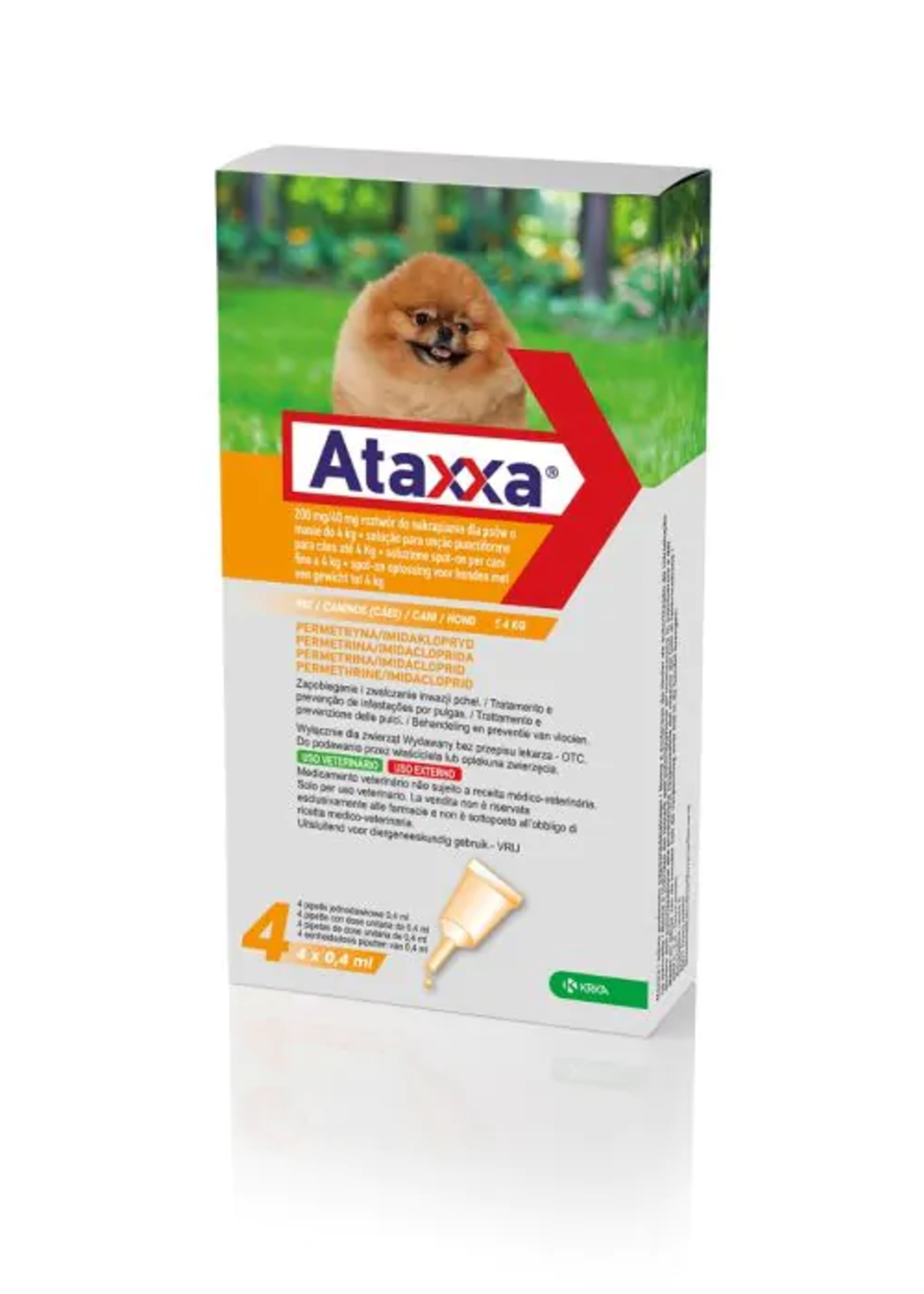 KRKA Ataxxa Spot on Hond S, 4 pipet 200 mg/40 mg