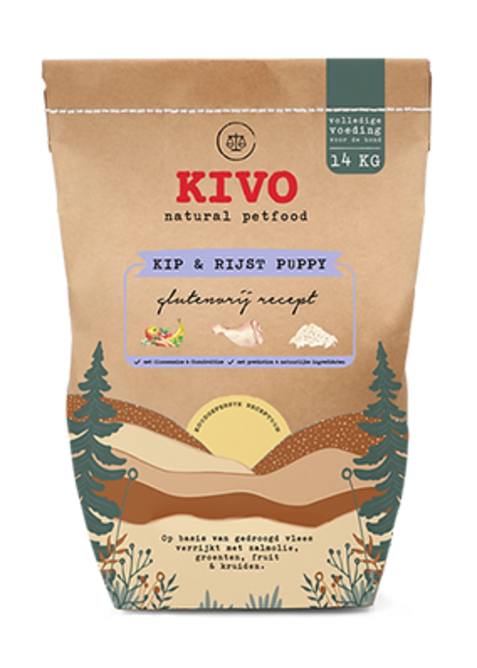 Kivo Kip & Rijst Puppy - glutenvrij 14 kilo