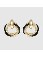 Bouchra collection Round Black & Gold Earrings