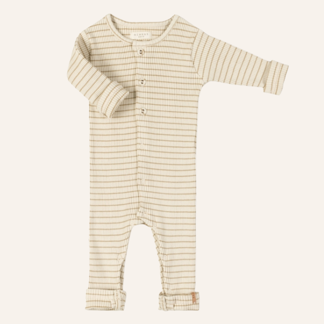 Nixnut Rib onesie Biscuit stripe Bende van Geluk