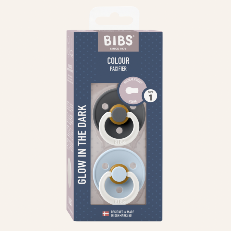 Bibs Colour 2-pack maat 2 Iron/Baby blue fopspeen NIGHT