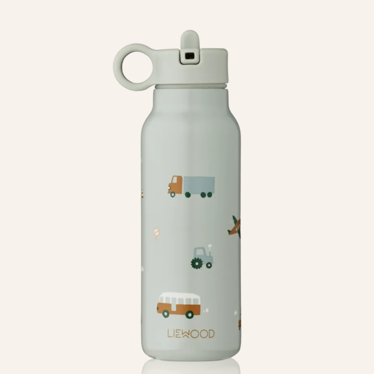 Liewood Falk water bottle 350 ml - Vehicles Dove blue mix