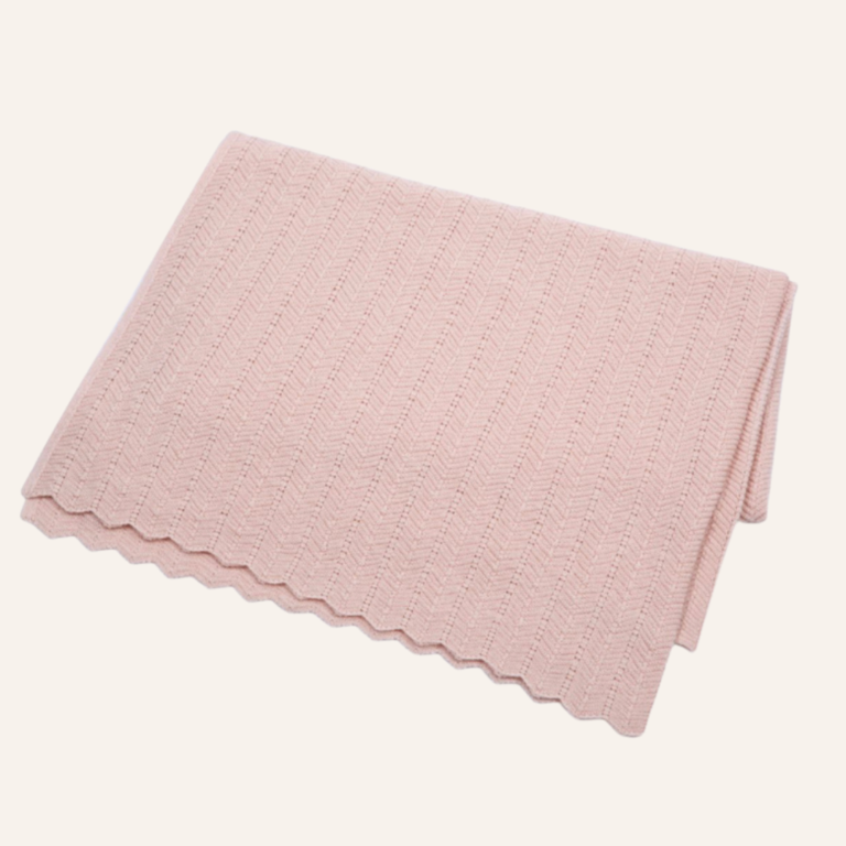 Smallstuff Baby blanket fishbone Merino - Soft rose