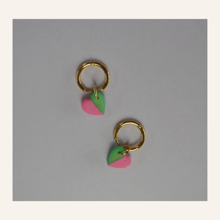 Hoop Heart - Green pink