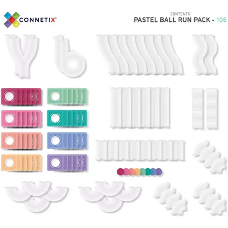 Connetix Pastel ball run pack - 106 pc