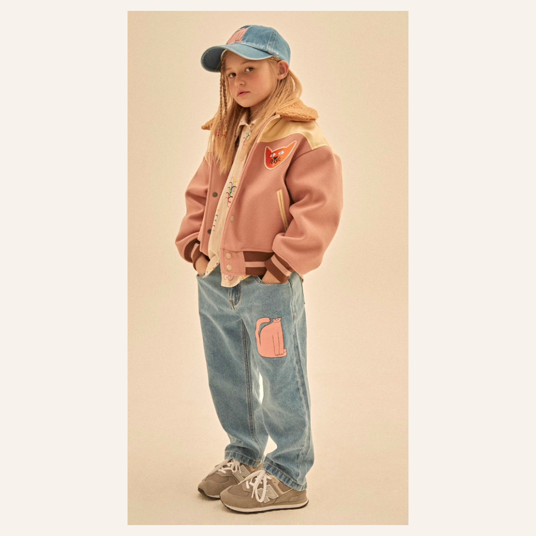 Cat Bomber Jacket in Pink - Jellymallow