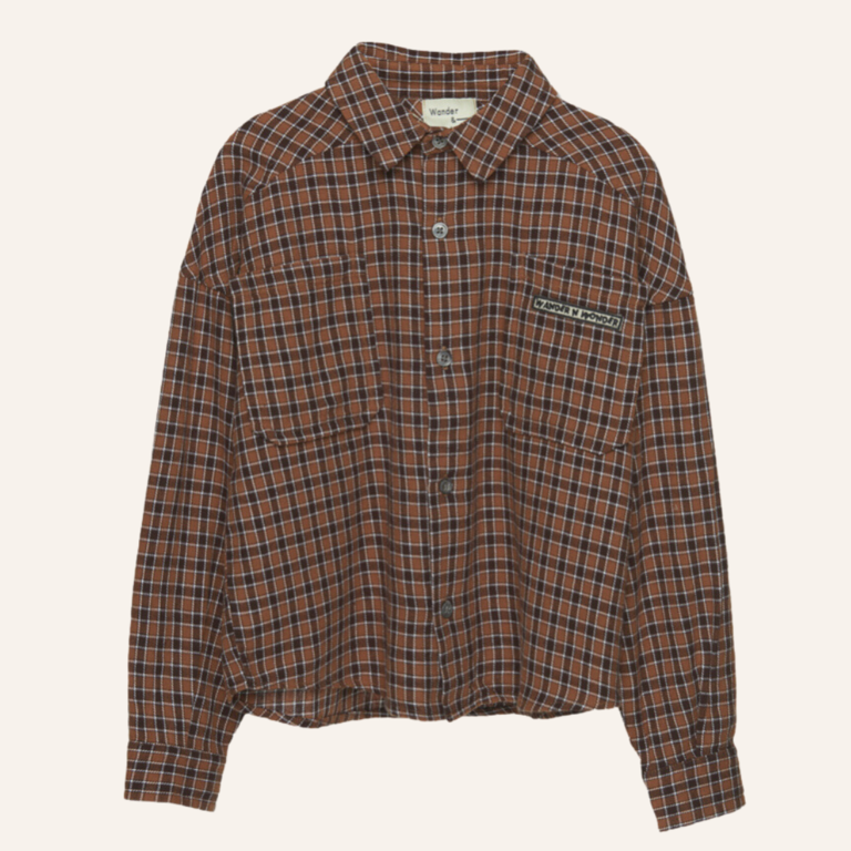 Wander & Wonder Button down shirt- Brown plaid