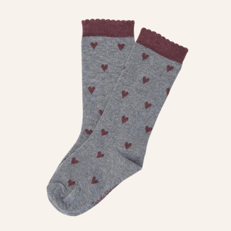 Tocoto Vintage Heart long socks - Grey