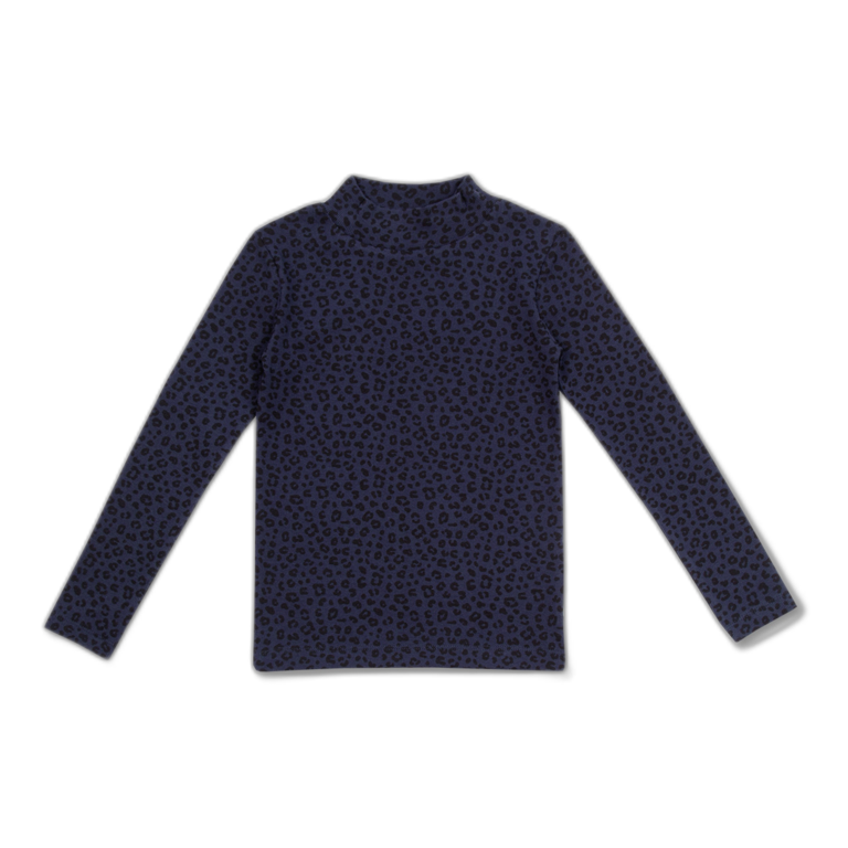 Petit Blush Rib turtle neck - Blue leopard